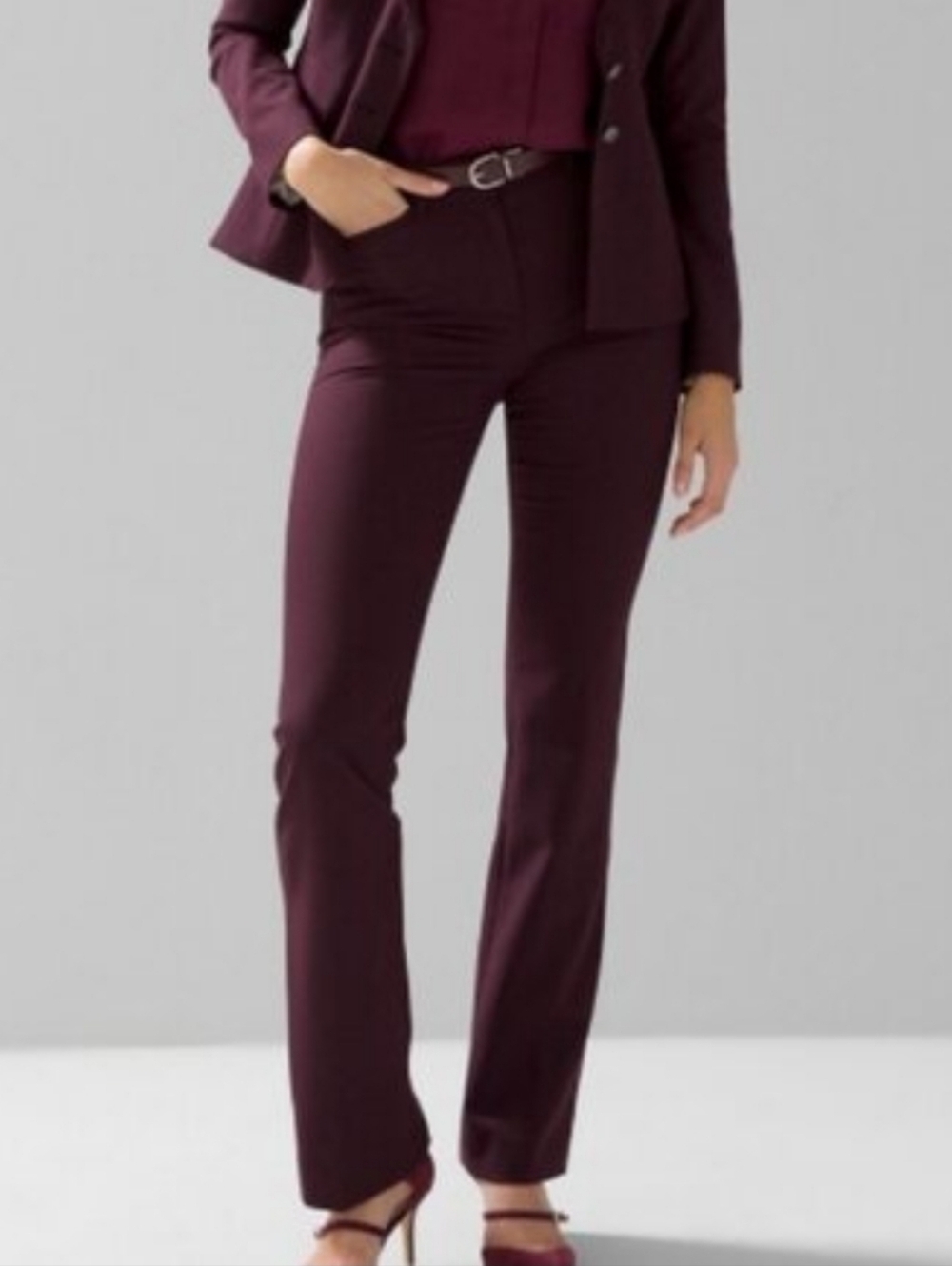 WHBM Slim Boot Burgundy Dress Pants Size 6 New